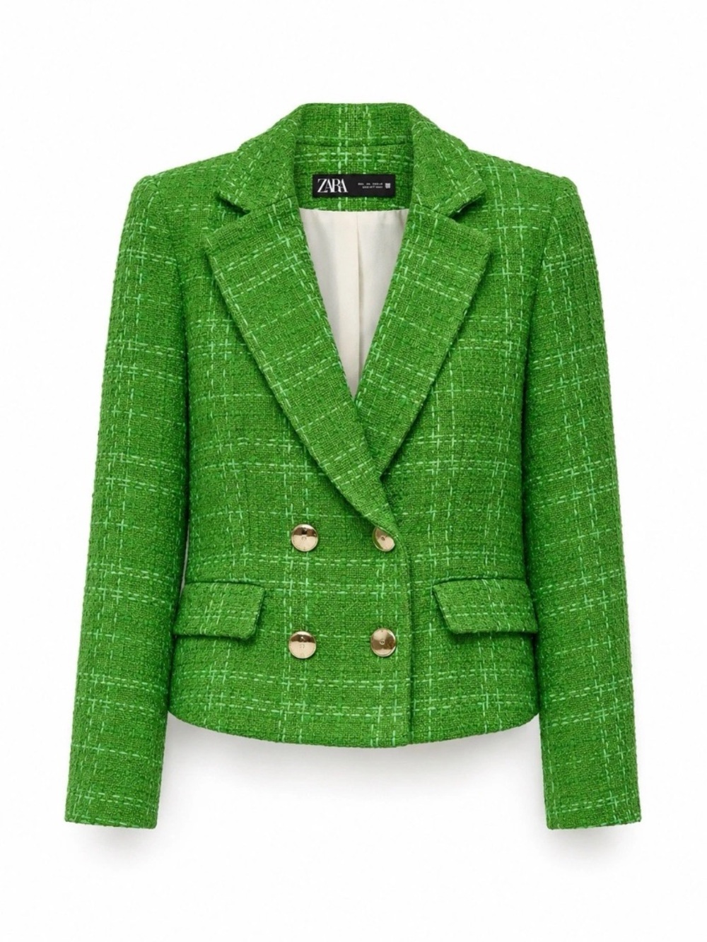 ZARA GREEN TEXTURED TWEED Cropped BLAZER Kate Middleton SIZE M - Picture 2 of 11
